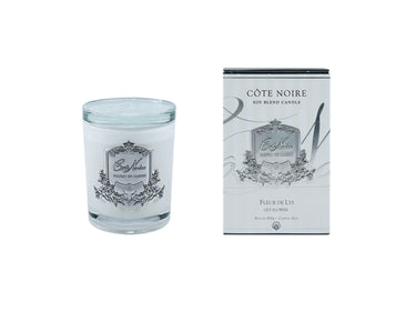*CLEARANCE* White Vessel 450 gr Candle - Lily Flower - Silver Badge